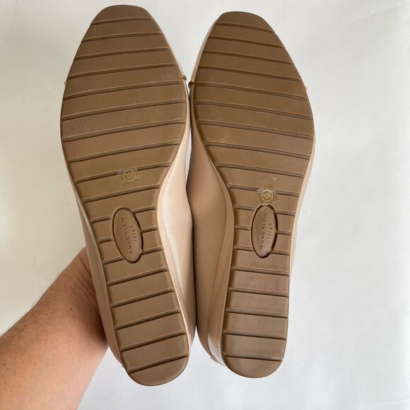 Anne Klein Mildred Nude Low Wedge Cap Toe Slip On Shoes 10 M iFlex Padded Insole - Picture 8 of 12